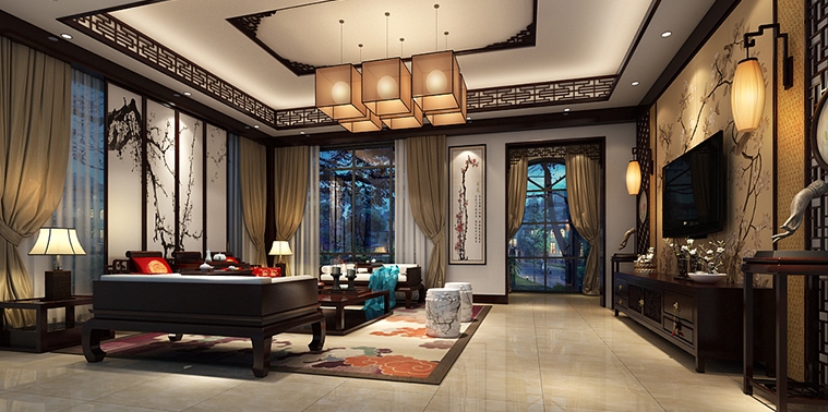 秦皇岛别墅刘主席大宅现代中式风格设计 饱含了庄严典雅的东方气度
