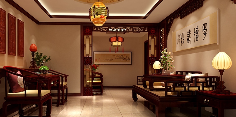 平层住宅古典中式风格装修案例—舒适雅致，纤巧烂漫
