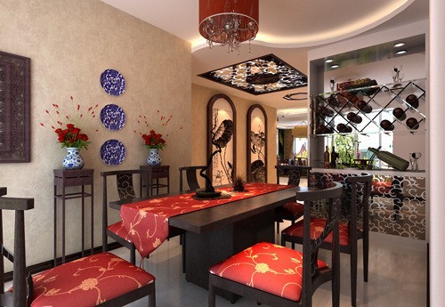一叶知秋的中式餐厅家居装修概念
