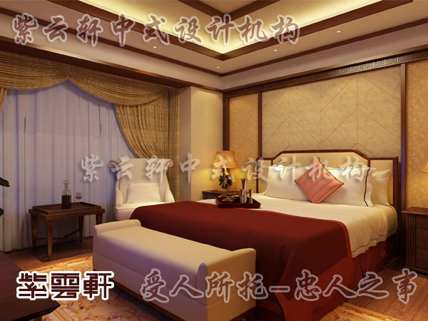 中式家装设计展现出了卧室的温馨与清静