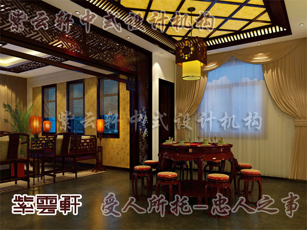 简约中式餐厅设计落雨如针绣的幕色