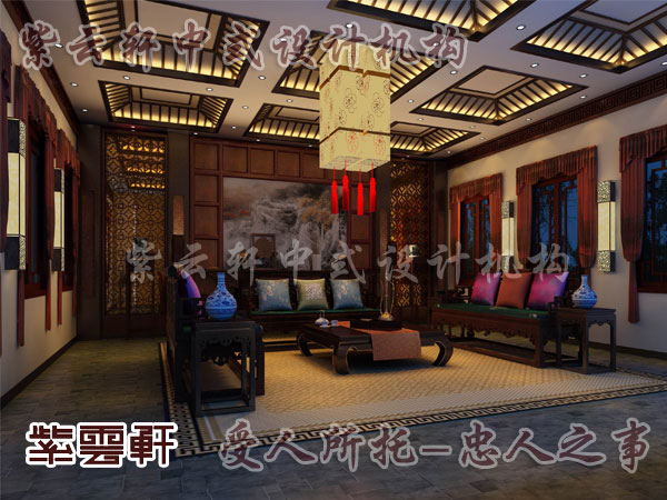 中式古典装修与客厅一起享受春光和风景