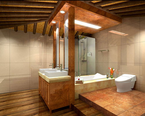中式装修实木浴缸不再是少数人能享受的专利
