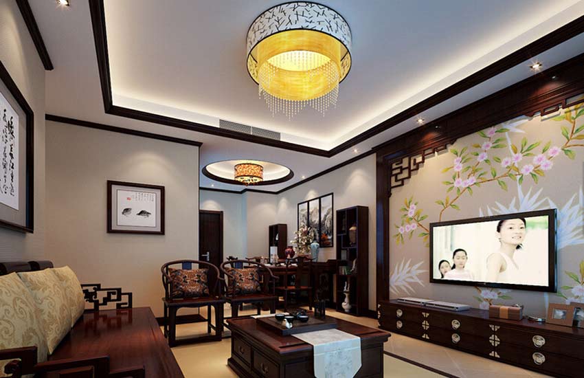 选择正确壁纸装饰客厅中式装修空间至关重要