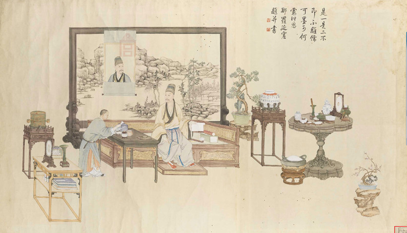 清朝乾隆皇帝的清雅书房：弘历是一是二图轴