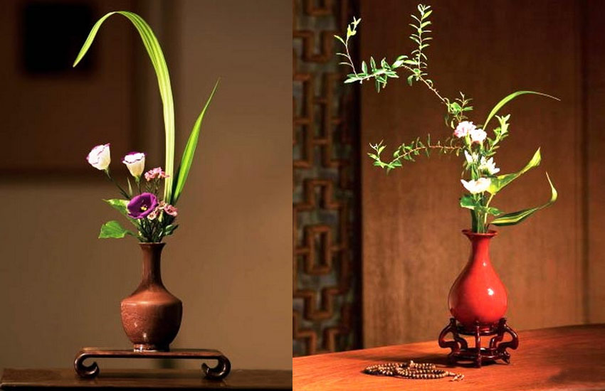 中式设计装修住宅空间配饰中的插花艺术美