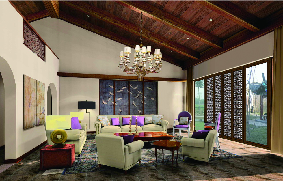 中式设计别墅室内典雅舒适意境的成功营造