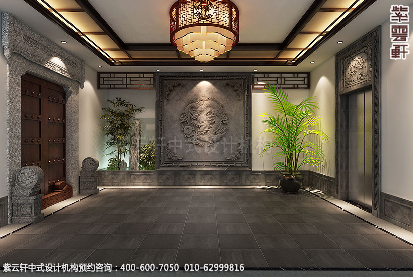 上海王公馆新中式会所装修门厅