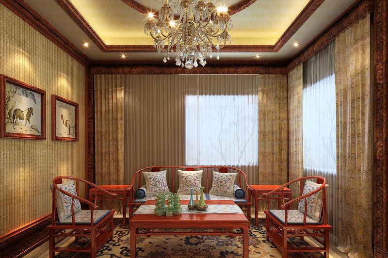 中式装修客厅该如何选择一款唯美精致的窗帘