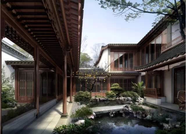 中式风格别墅庭院 借景妙造乾坤