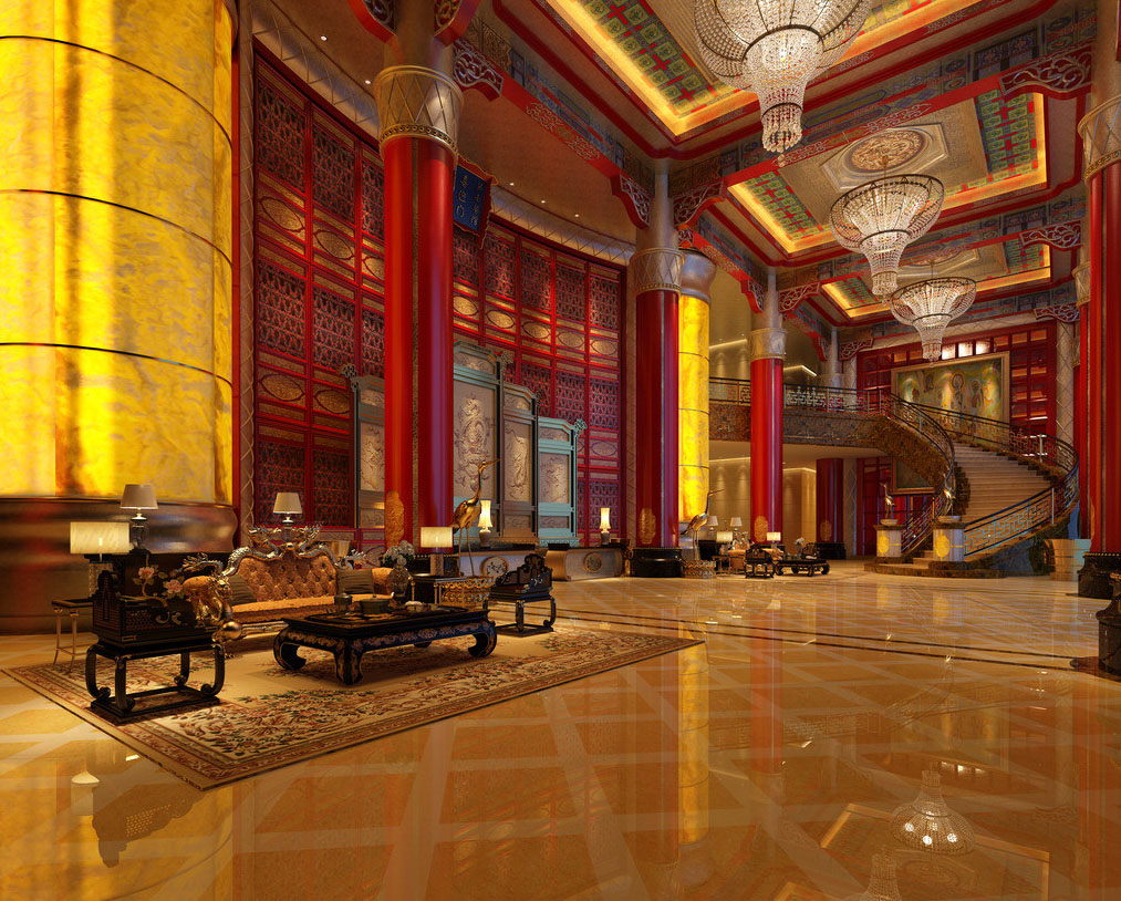 中式宫廷风格空间设计体现恢弘厚重以及尊贵典雅内敛