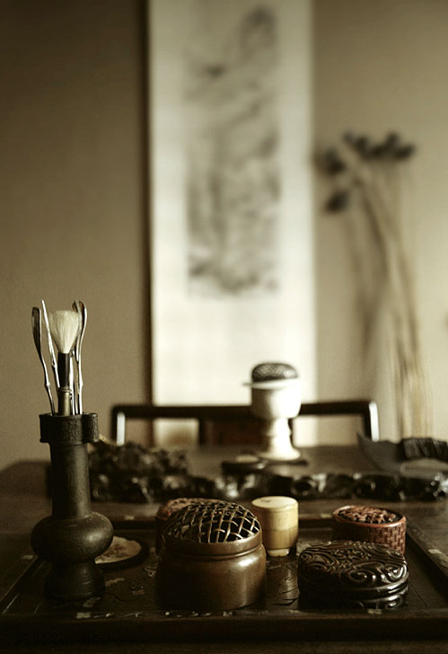 中式传统空间香道艺术--疏影梅香蕴雅意