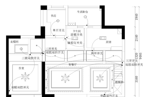 中式装修住宅空间如何排布开关更为合理