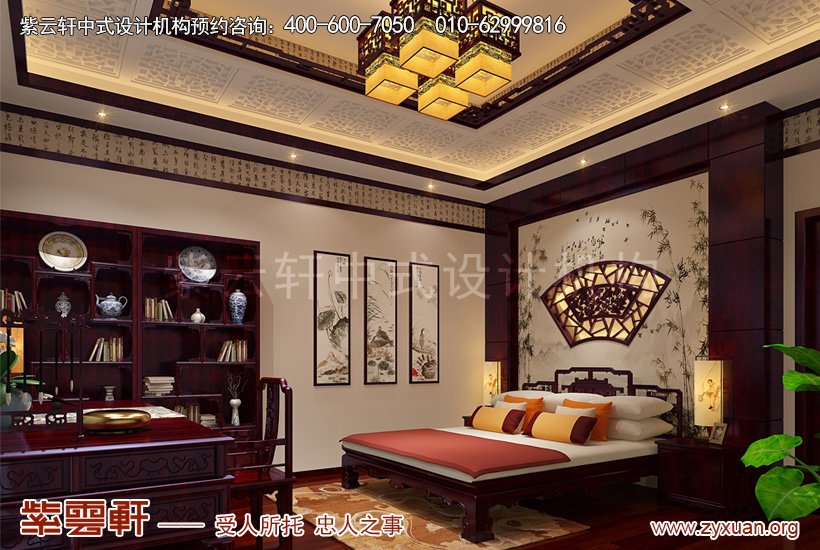 别墅中式设计的卧室案例图
