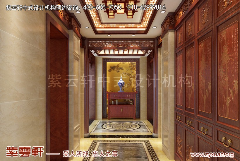 别墅中式装修玄关设计图片