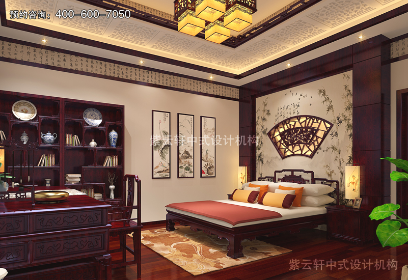 卧室-别墅复古中式装修效果图