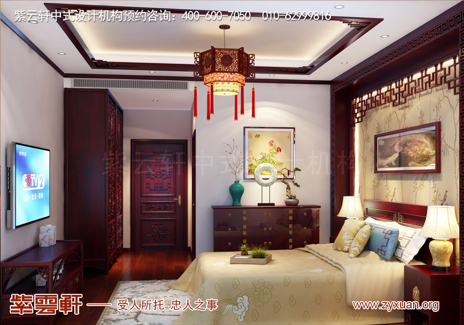 客卧现代中式风格效果图