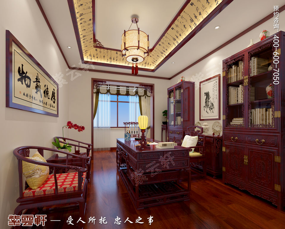 中式设计书房装修图片