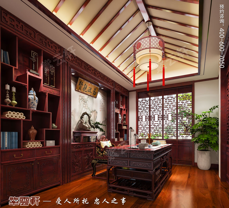 中式设计书房装修图片