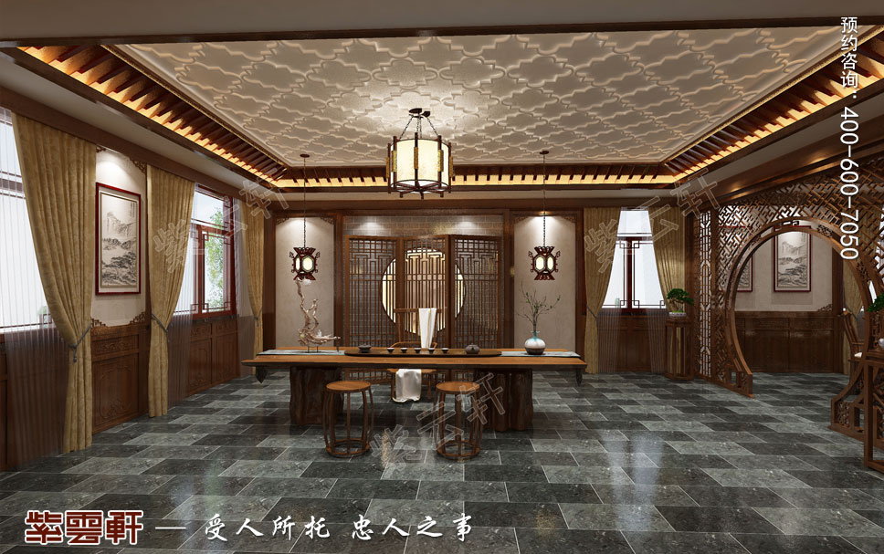 茶室现代中式装饰效果图