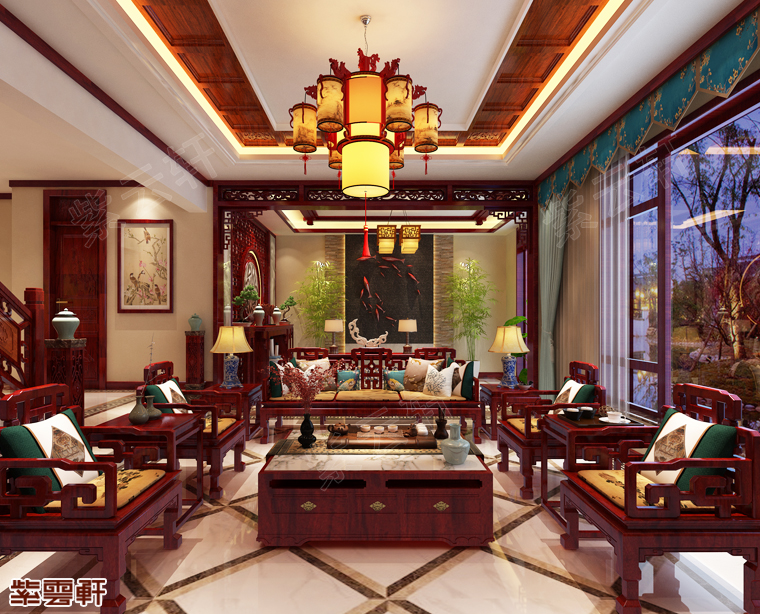 中式装修搭配造型精美典雅的红木家具简直是绝配