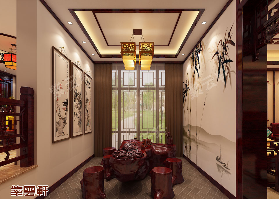 中式风格茶室效果图
