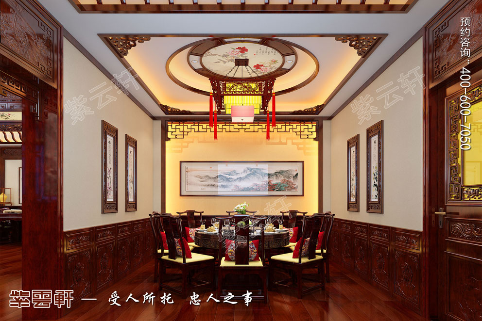 中式别墅装修餐厅效果图