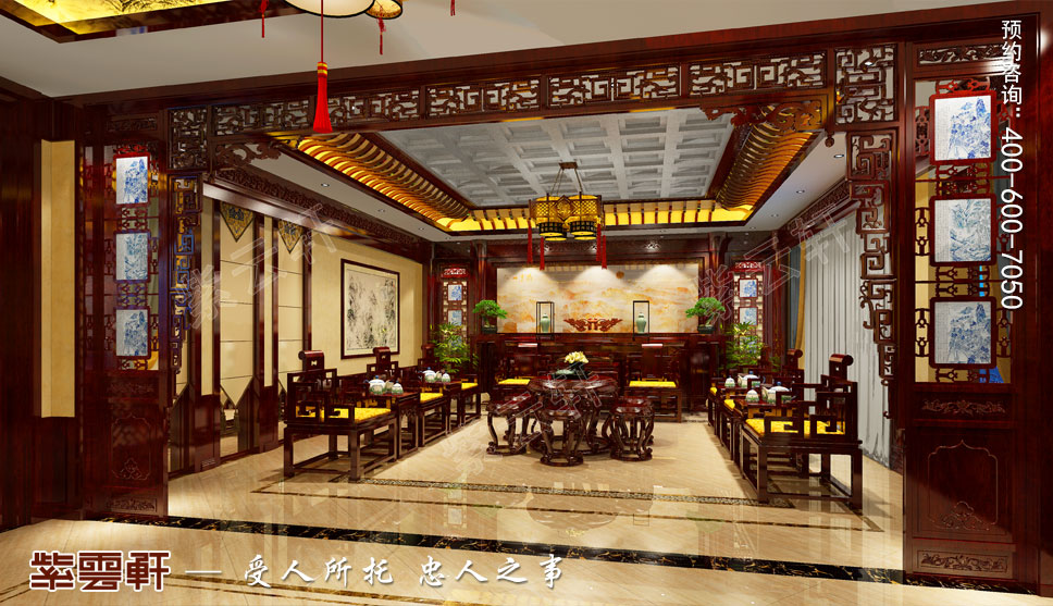天津中式别墅装修效果图,古典中式设计风格家居独占鳌头