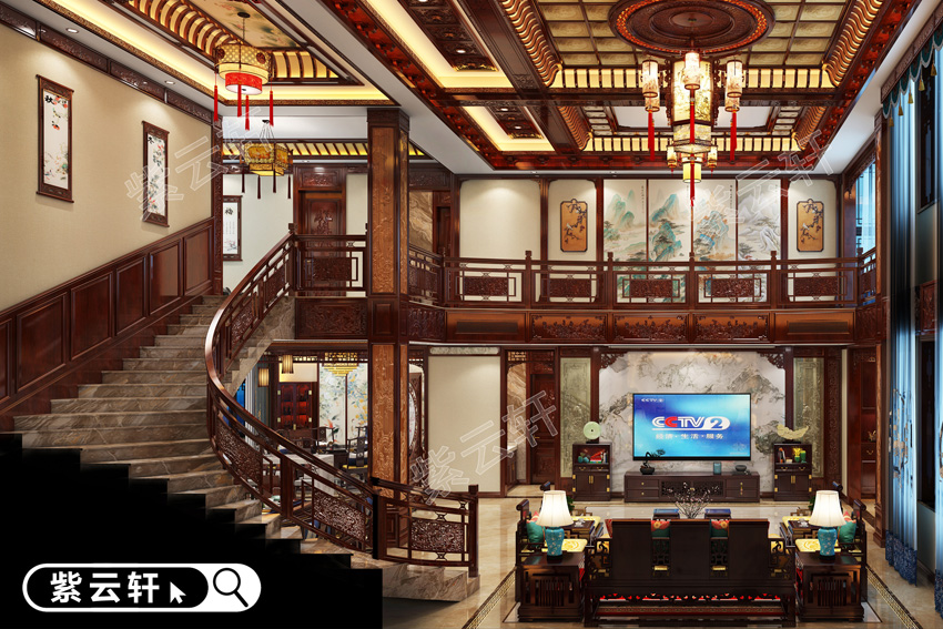 中式红木装修客厅效果图