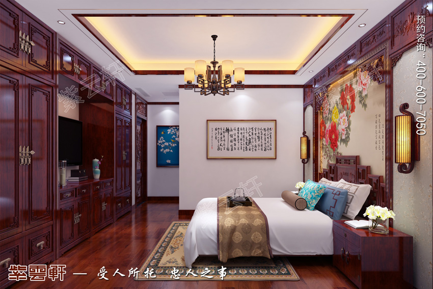 中式红木装修卧室效果图