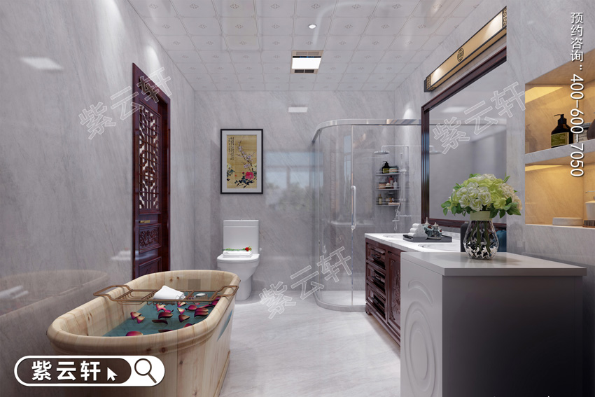 卫浴室选用中式红木装修打造别具一格的空间