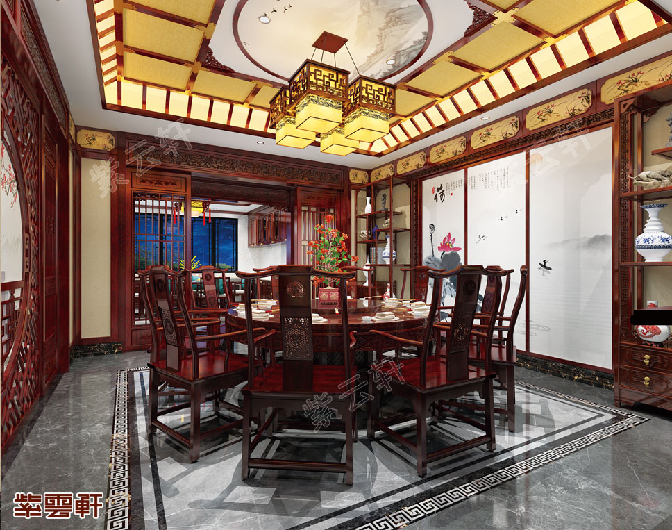 中式装修餐厅实景图
