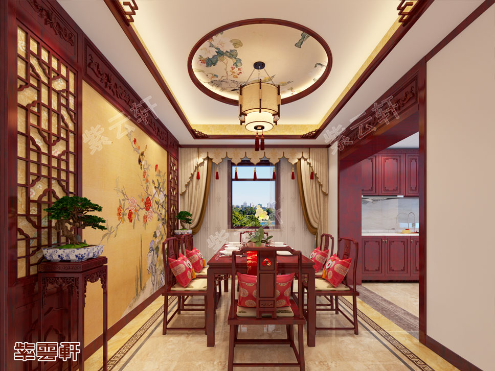 中式别墅室内装修餐厅效果图