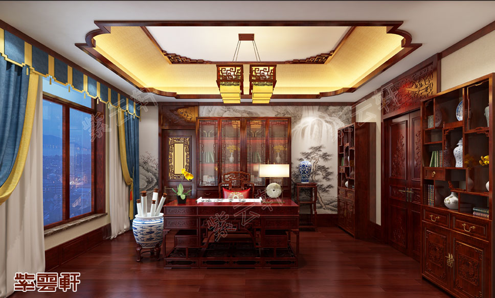 别墅室内装修书房效果图