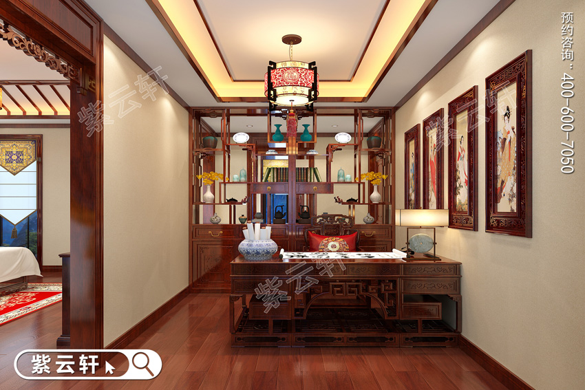 中式家装设计书房效果图