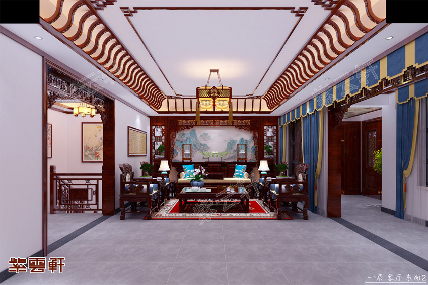 别墅客厅中式装修设计