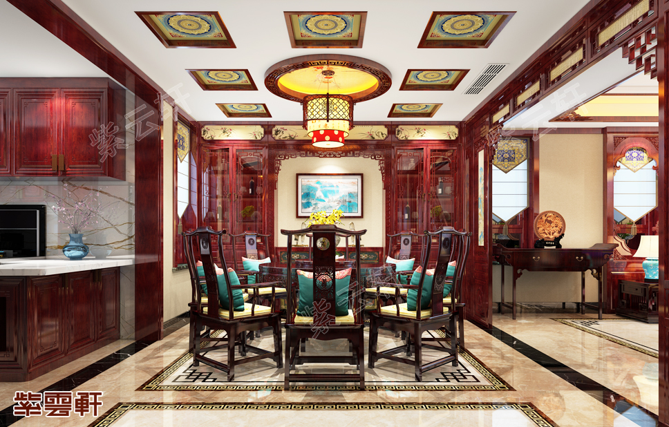 中式设计装潢餐厅效果图