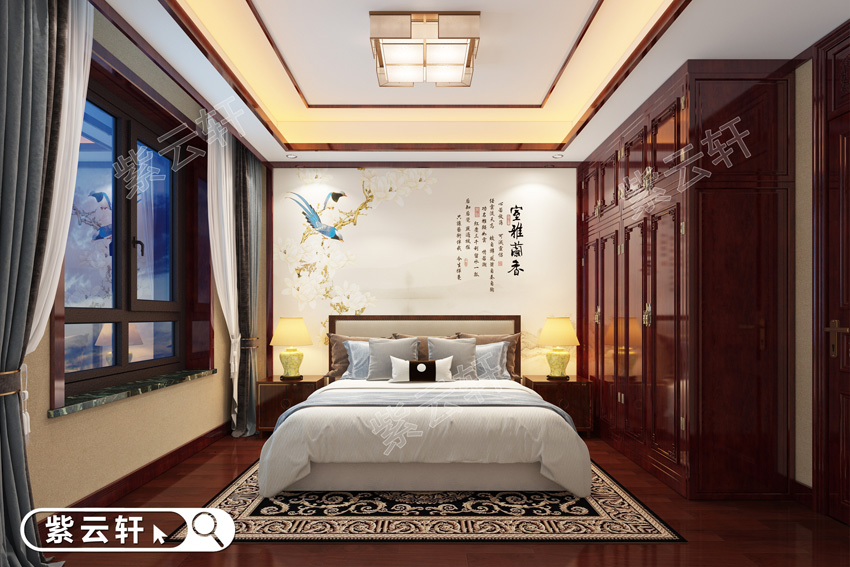 中式家装设计卧室实景图