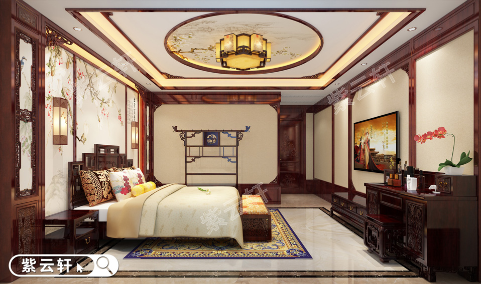 中式红木装修卧室效果图