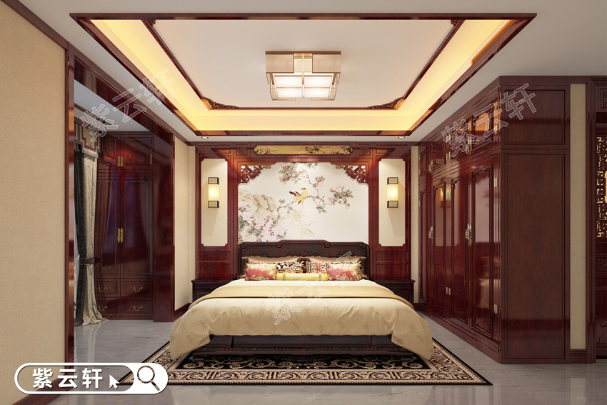 中式别墅装修设计卧室效果图