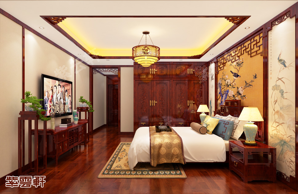 中式别墅设计装修卧室实景图