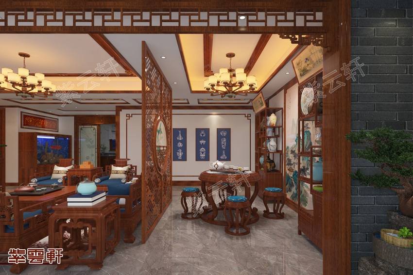 中式别墅装修茶室实景图