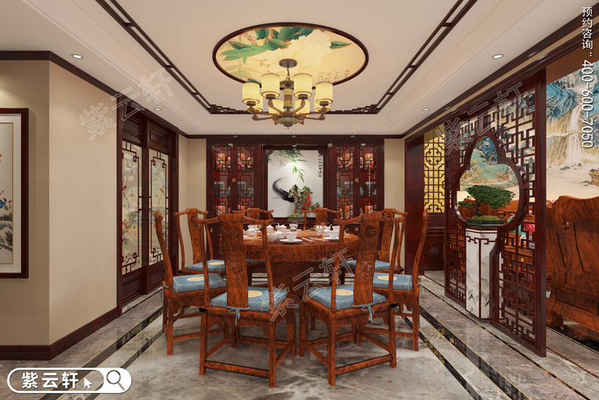 中式红木整装餐厅效果图