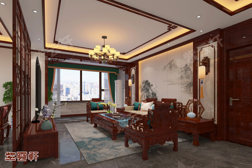 哈尔滨高端中式别墅装修高贵木材展传统意蕴