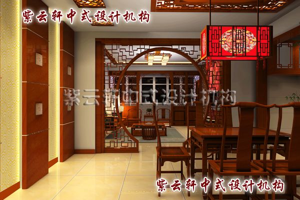 新中式装修设计之餐厅角度：把苏州园林的借景巧妙应用其中