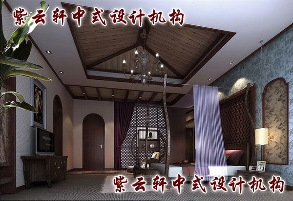 新中式四合院装修设计-次卧：稳重的色调，柔曼的风情
