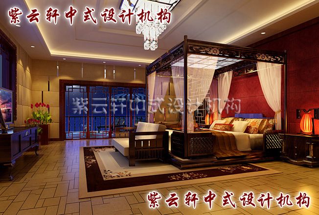 四合院中式卧室另一设计:架子床、轻纱帐,朗月繁星梦不凉,古典浪漫与诗情画意共同谱写一个温馨的居室。