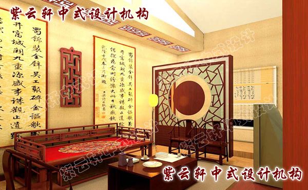 中式小会客室：三两挚友抵足品茗，或议股情盘势，或辩拍品气韵，其乐融融。