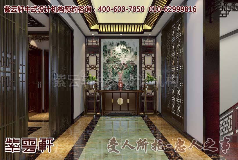 简约别墅中式玄关设计装修效果图