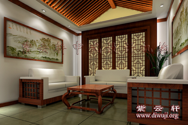 中式设计会客室：与客闲坐商谈、或与友品茗论文，雅致的氛围